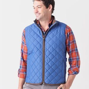 Peter Milar Essex Quilted Golf Vest Storm Blue Mens L